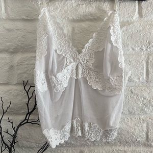 vintage white lace lingerie tank top